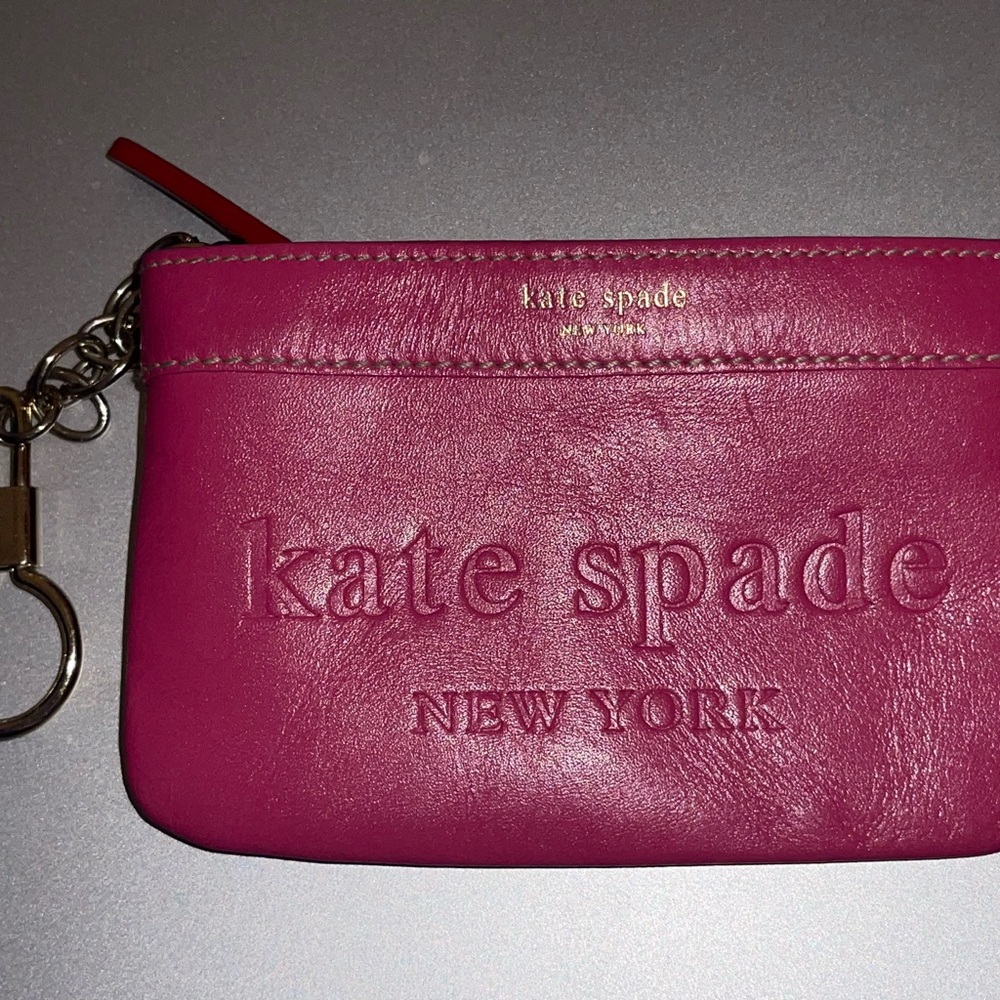 Kate Spade Pink Leather Coin Purse Keychain Ring